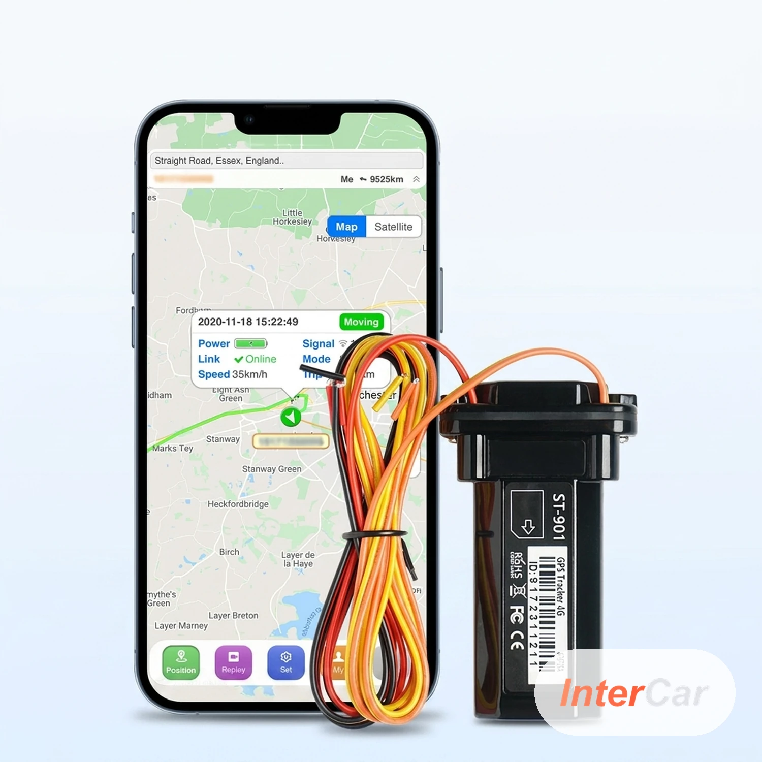 Traceur GPS Moto 4G InterCar — Alerte Vol Temps Réel, App Gratuite, Étanche, Installation Cachée