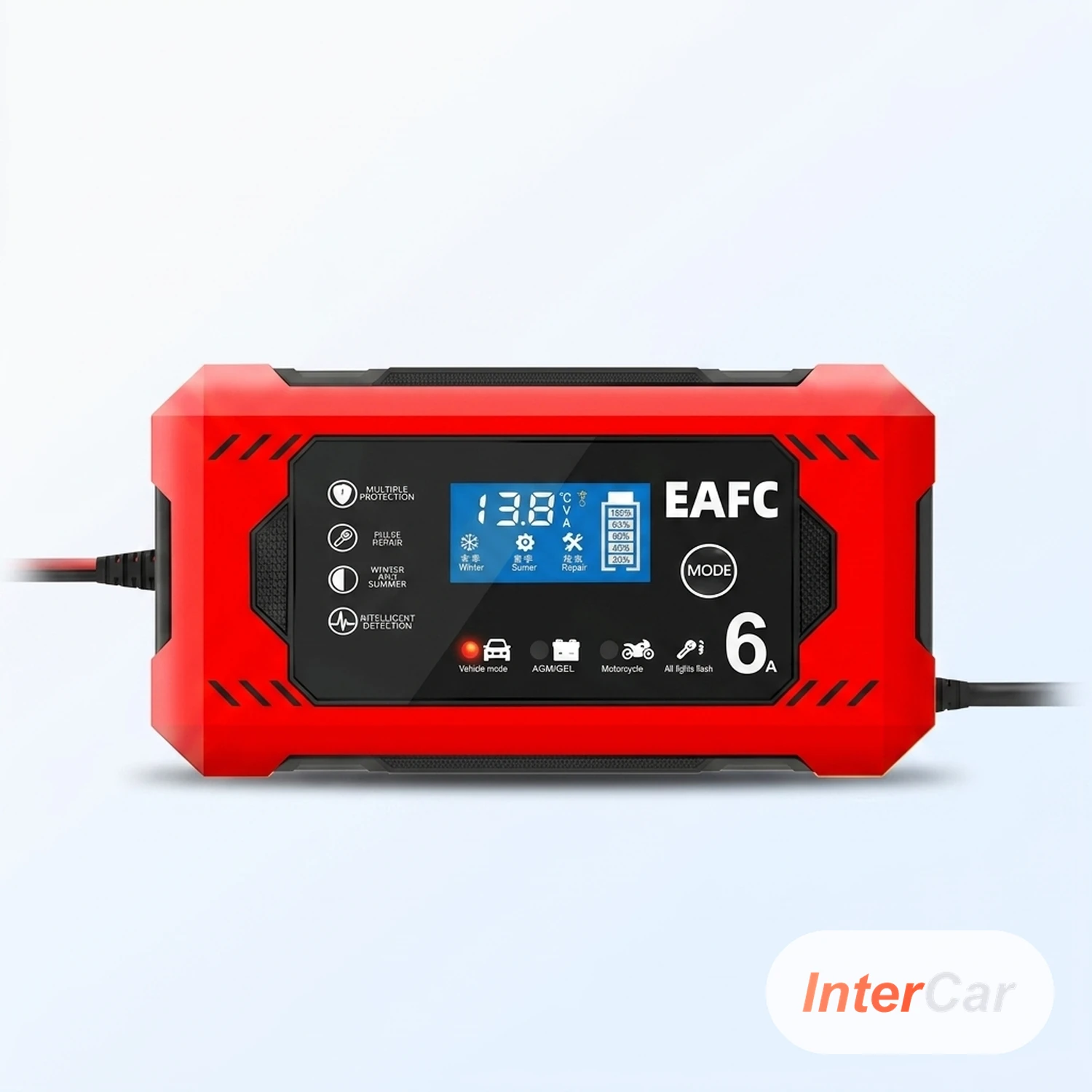 Mainteneur de Batterie Moto InterCar — Chargeur Intelligent 12V 1A, Hivernage, Cosses + Pince Rapides