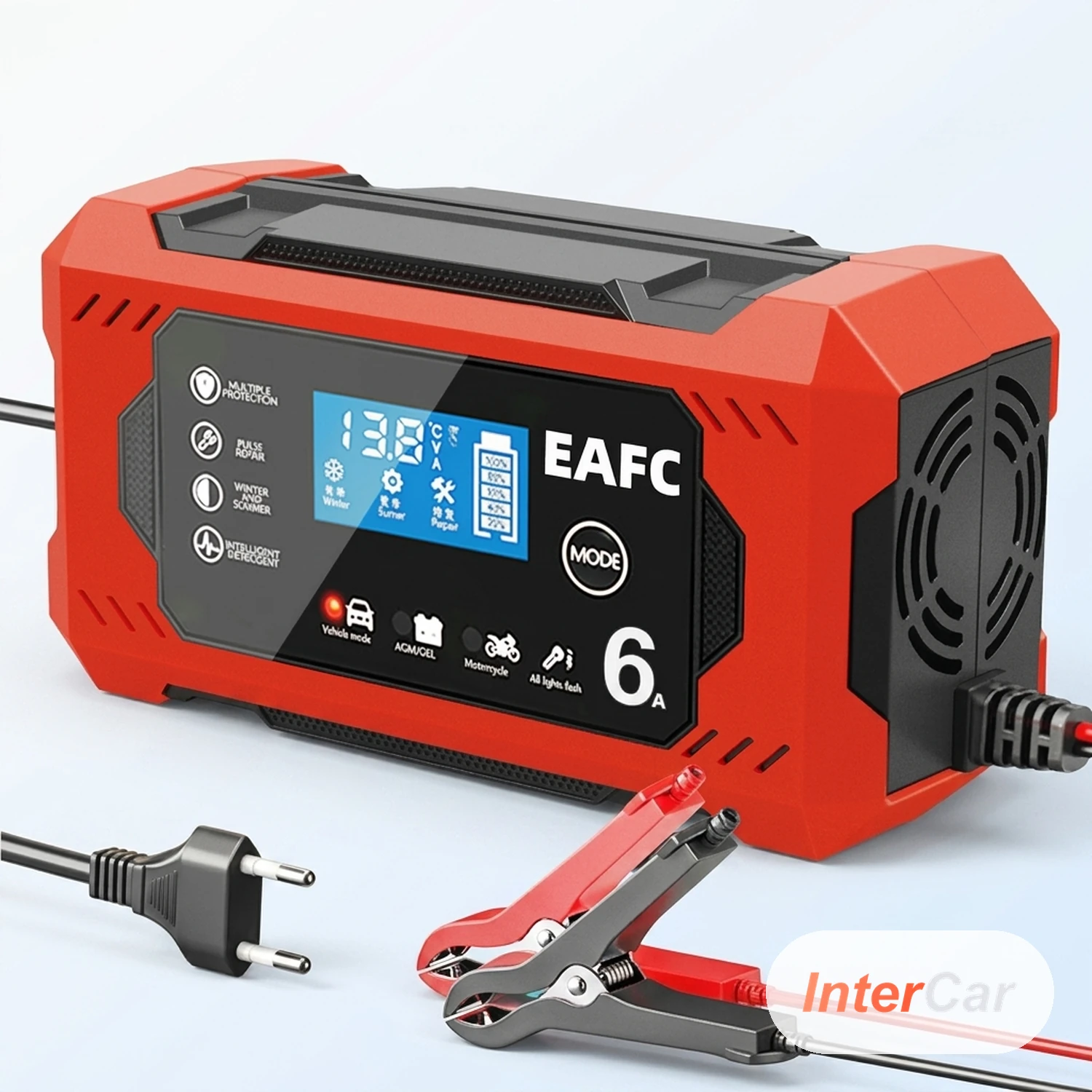 Mainteneur de Batterie Moto InterCar — Chargeur Intelligent 12V 1A, Hivernage, Cosses + Pince Rapides