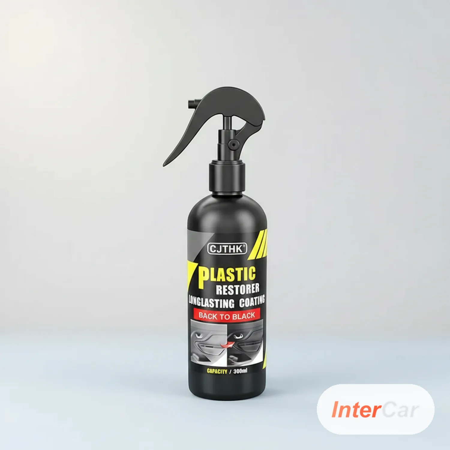 Nettoyant Cuir Voiture 2-en-1 InterCar — Rénovateur Sellerie + Plastique, Retour au Noir Brillant