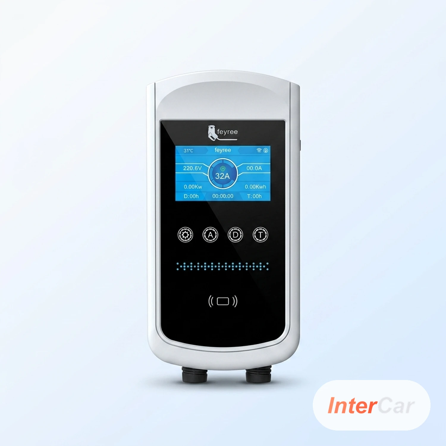 Chargeur Nomade VE Triphasé Réglable InterCar — 11/22 kW Type 2, Écran, Prises CEE, Locataires & Voyage