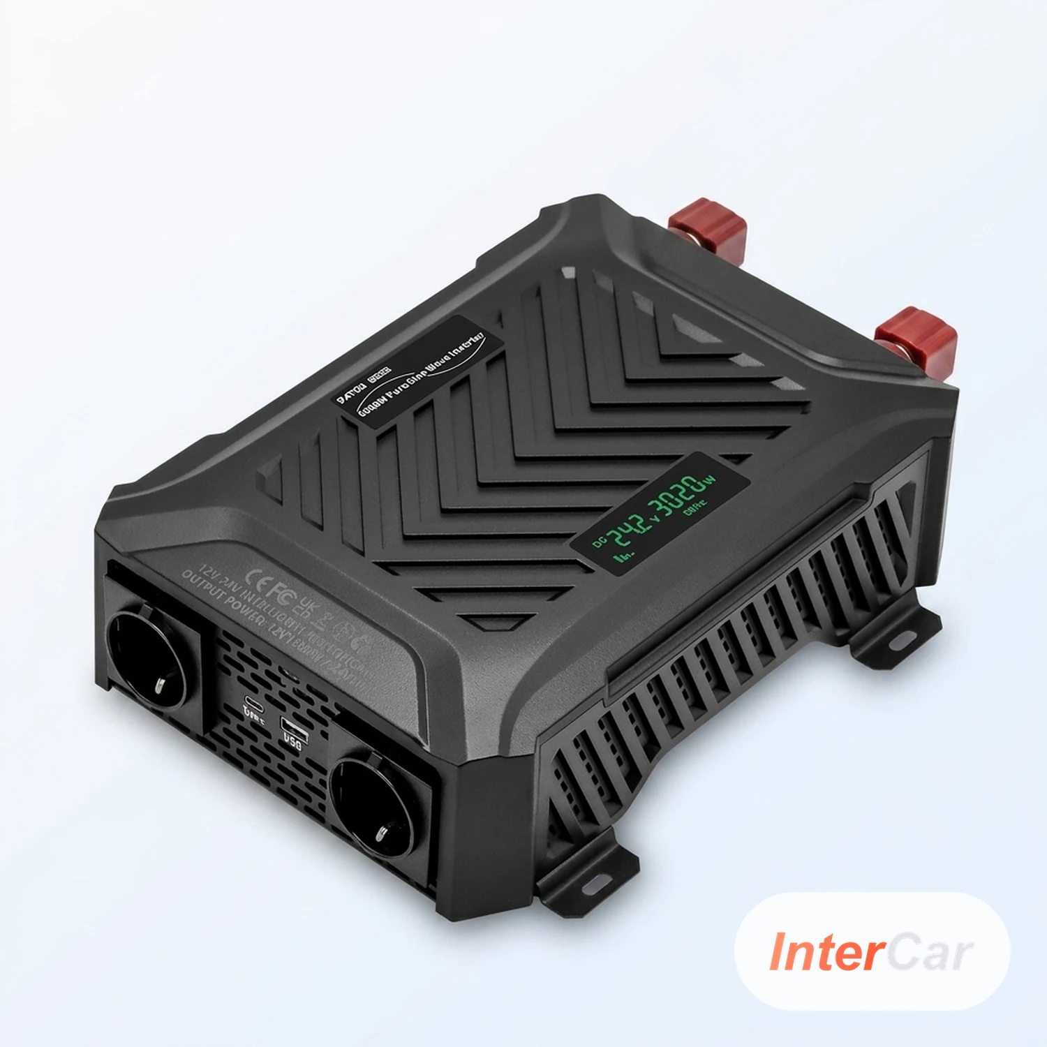Convertisseur Pur Sinus 12V vers 230V InterCar — 1500W (3000W Crête), Écran, Prises FR + USB, Van