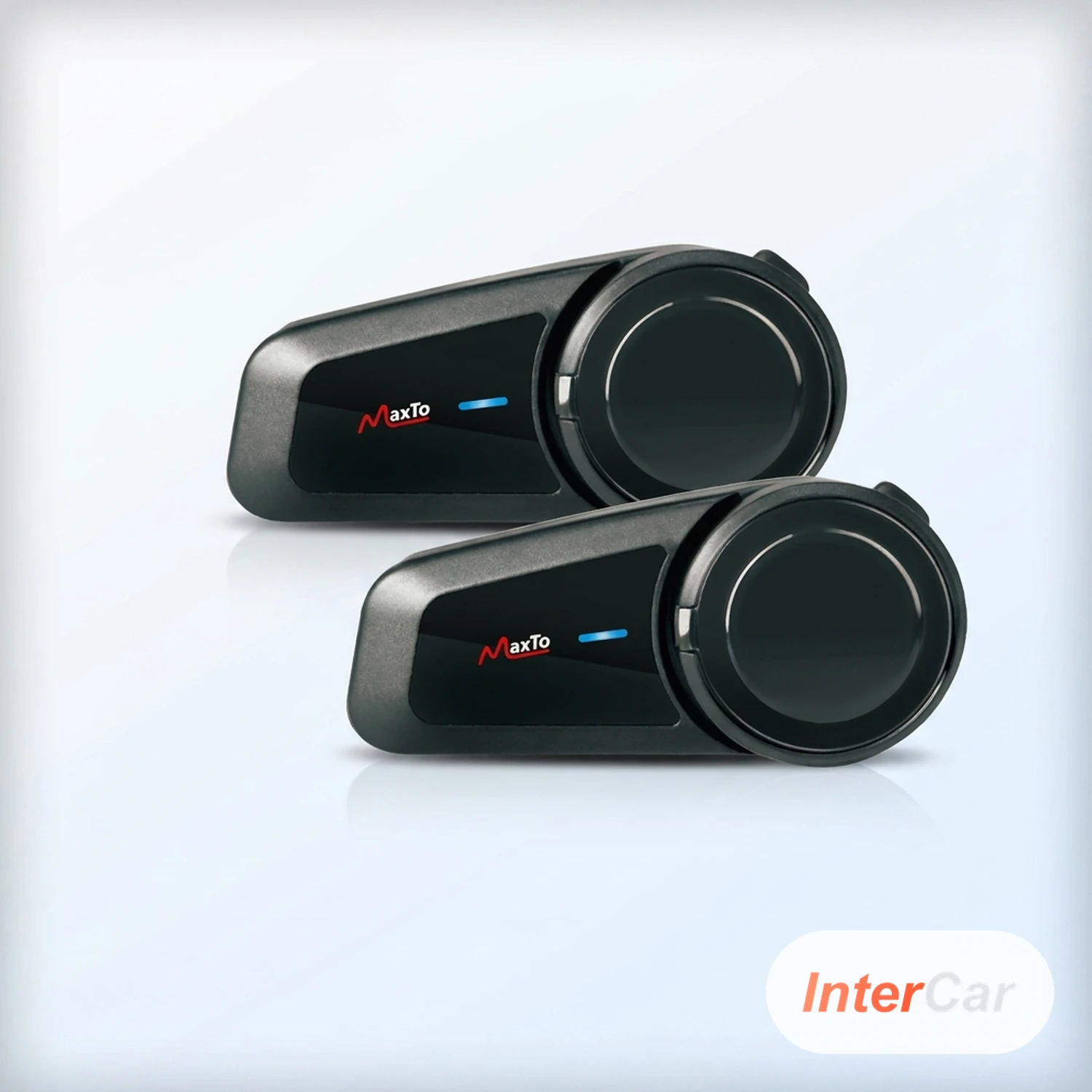 Intercom Moto Bluetooth InterCar — Pack Duo Mesh, Portée 1000 m, Étanche, Musique & GPS au Casque