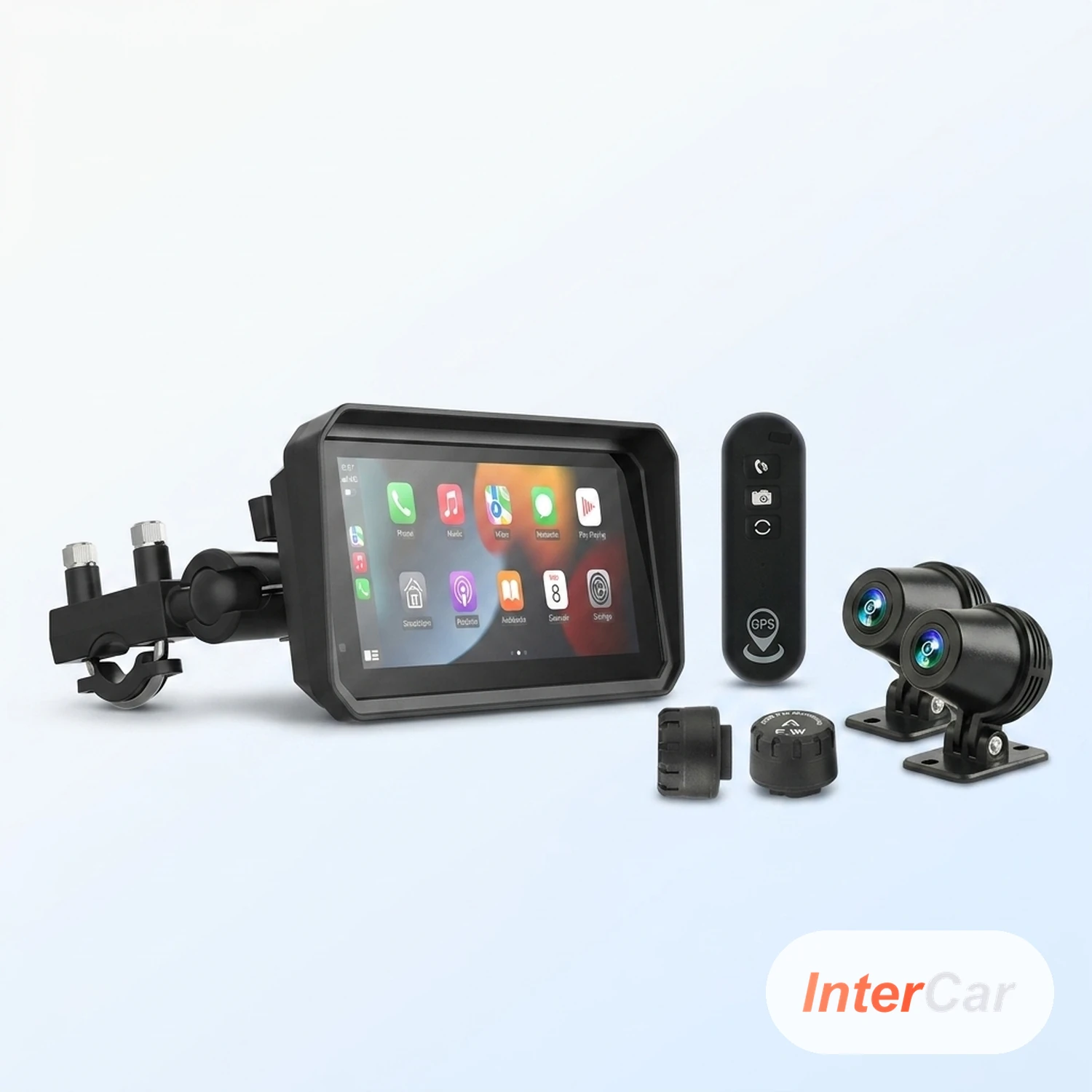 Dashcam Moto Avant/Arrière InterCar — Double Caméra 1080P Étanche IP67, WiFi GPS, Preuve Assurance