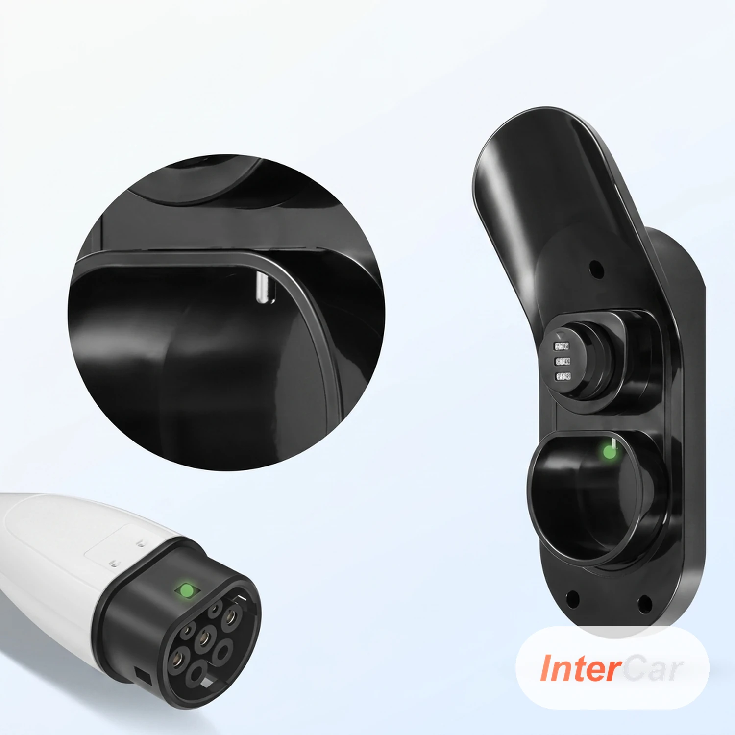 Verrou de Câble Type 2 InterCar — Antivol Connecteur de Recharge sur Borne, Acier, Anti-Débranchement
