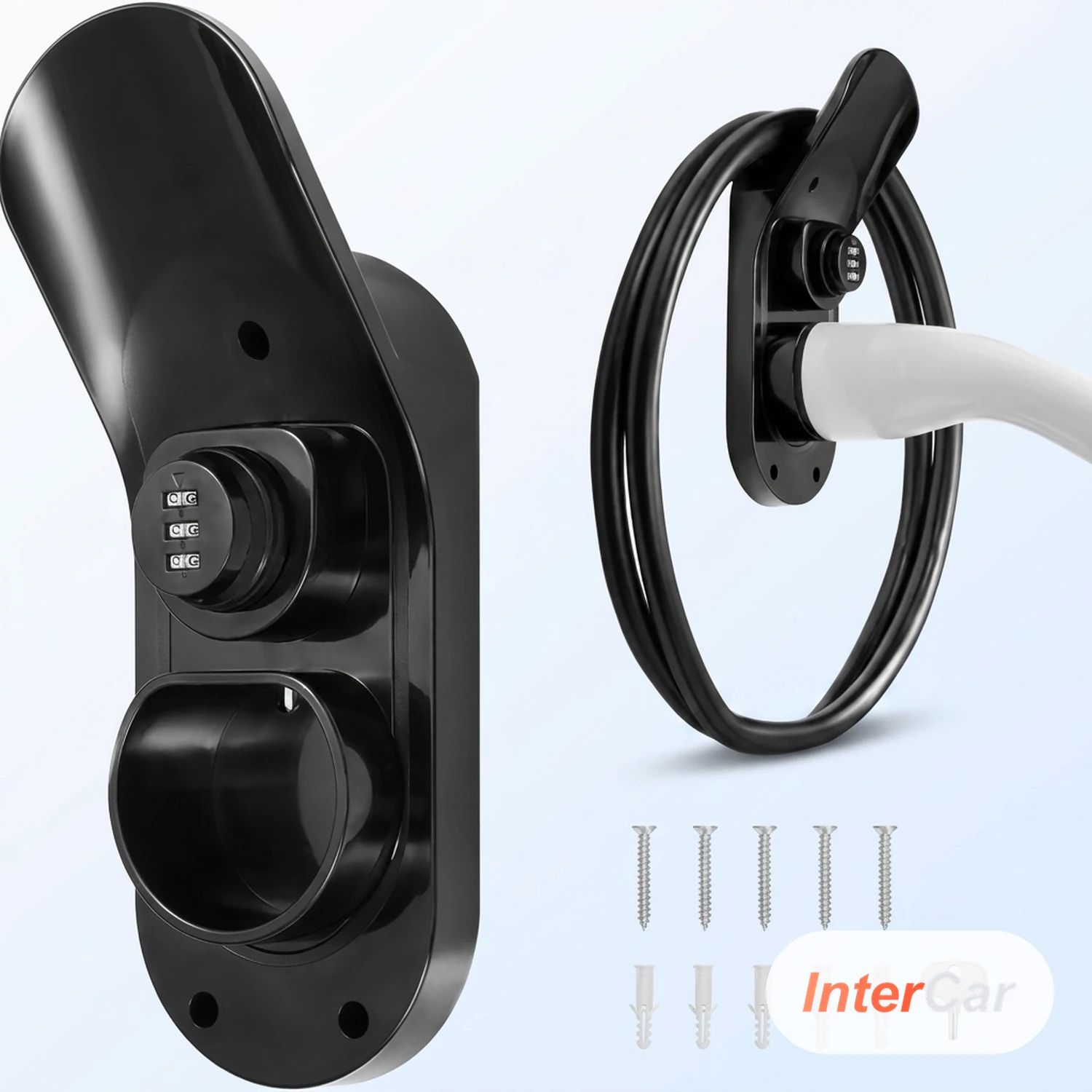 Verrou de Câble Type 2 InterCar — Antivol Connecteur de Recharge sur Borne, Acier, Anti-Débranchement