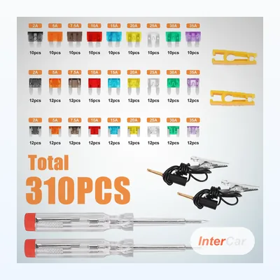 Coffret Fusibles Voiture 310 Pièces InterCar — Mini ATO + Standard, Testeurs et Extracteurs