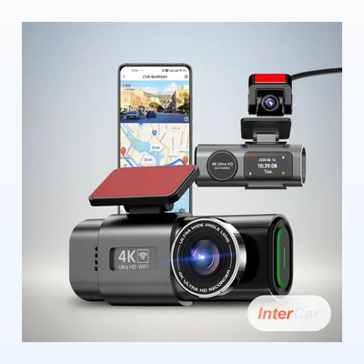 Acceo Dashcam 4K UHD - Caméra de tableau de bord avec Wi-Fi intégré, support GPS, surveillance 24H stationnement et vision nocturne
