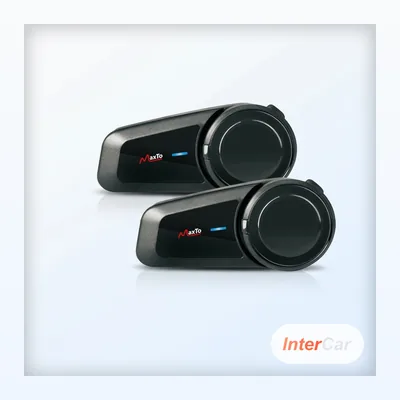Intercom Moto Bluetooth InterCar — Pack Duo Mesh, Portée 1000 m, Étanche, Musique & GPS au Casque