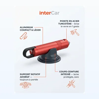 Caracteristiques : pointe acier tungstene, coupe-ceinture integre, support rotatif adhesif, aluminium compact